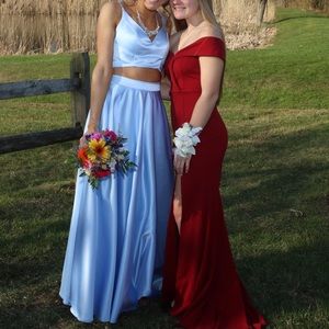 Light Blue Two Piece Prom Dress